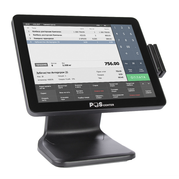 картинка pos терминал-моноблок poscenter pos 101 (15", pcap, j3455, ram 8gb, ssd 256gb, msr) без ос от магазина Формула Торговли